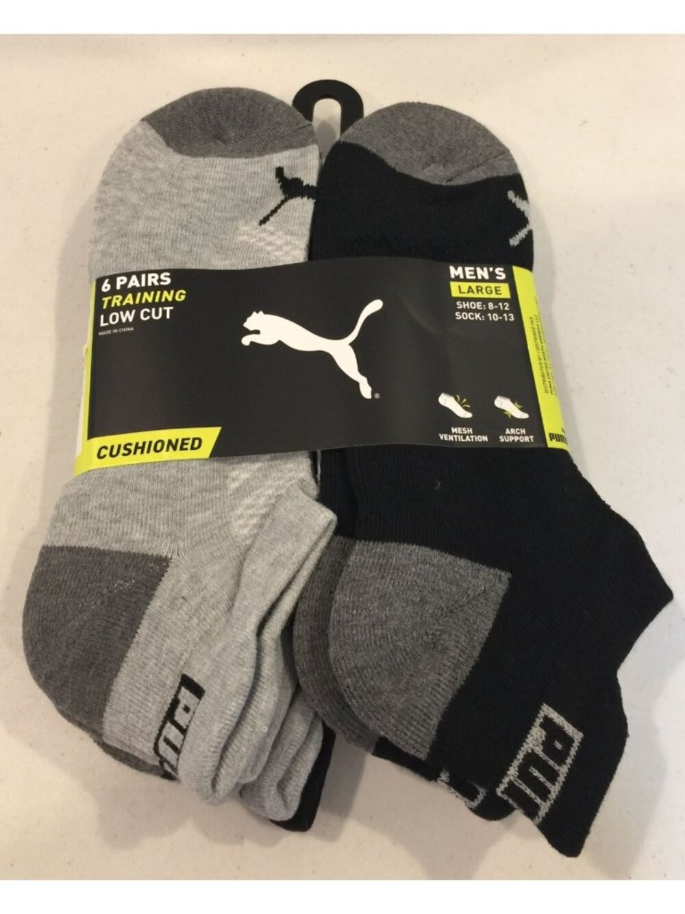 Puma Men's Training Low Cut Size 8-12 Black Gray White Set of 6